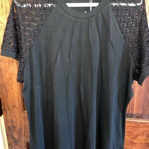 Black Lace Sleeve Top 2X